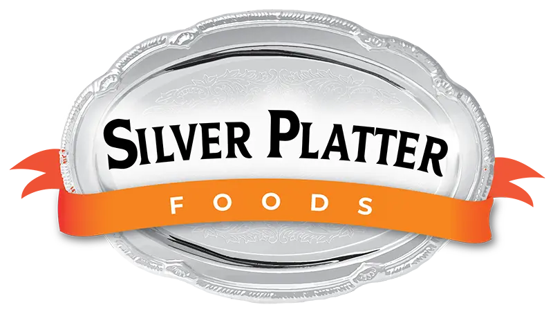 Silver Platter Foods Logo with orange Curved title